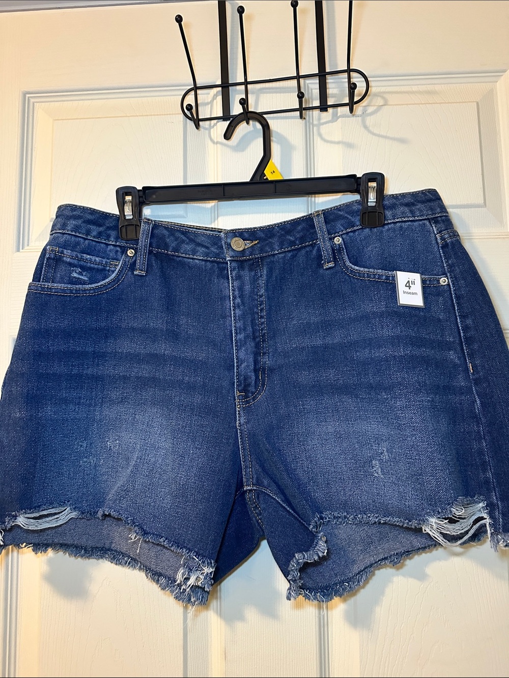 Time and Tru Dark Blue Distressed Denim Shorts